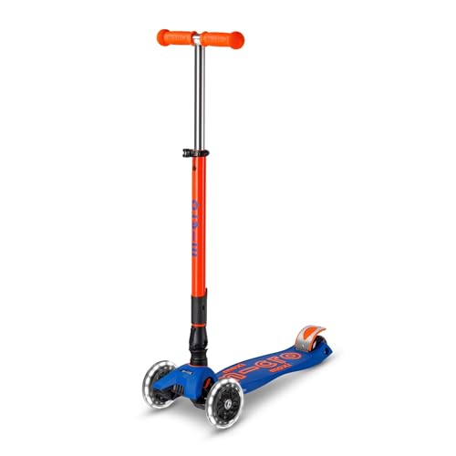Micro Scooters | Maxi Micro Deluxe Trottinette pliable pour enfants | Grandes roues | Guidon réglable | 5-12 ans | Garçons et filles | Orange