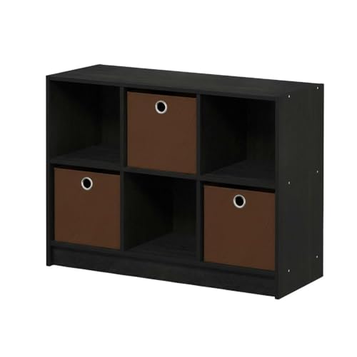 Furnifact Americano Medium Brown 3x2 Bookcase Storage with Bins, Elegant