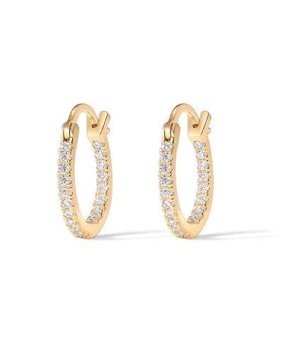 PAVOI 14K Gold Plated 925 Sterling Silver Post Cubic Zirconia Hoop Earrings 30/15mm3
