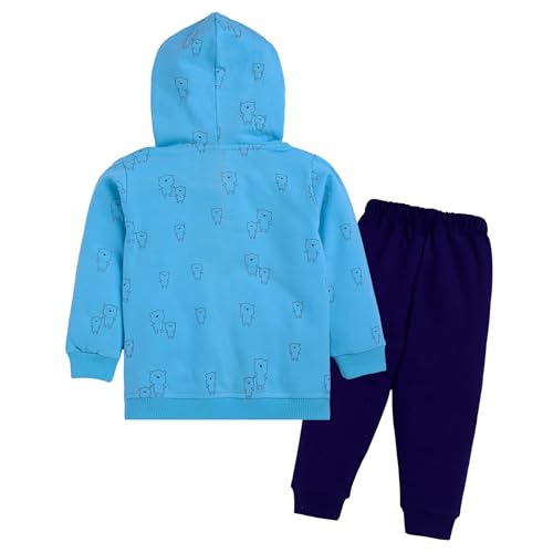 Image of LuvLap Baby Boys Full Sleeve Hooded Sweatshirt & Pyjama Set