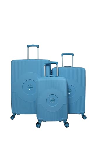 Image of American Tourister Kamiliant Set of 3 Small - 55 Cm, Medium - 68 Cm & Large - 79 Cm Polypropylene Hard 4 Wheeler Spinner Trolley Bag Luggage Trolley (AIR Blue)