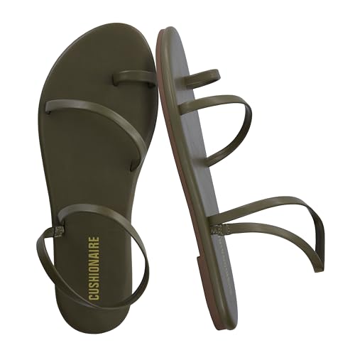 Image of CUSHIONAIRE CHAI Flat Strappy Sandals for Women, Comfortable Dressy Summer Slip-On Sandal with Memory Foam