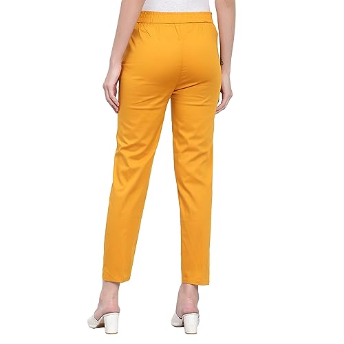Image of BLUE STAR SHARK Stretchable Cotton Lycra Cigarette Pants | Versatile and Stylish Women's Pants | Comfortable Slim Jeggings | Ankle Length Straight Trousers for Office, Formal, Casual Wear