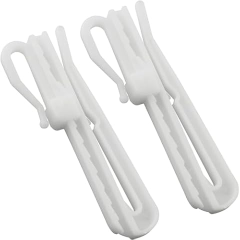 ZZLZX 20PCS Plastic Ratchet System Adjustable Pinch Pleated Curtain Drapery Pin Hook Curtain Plastic Adjusting Hook, White Cover