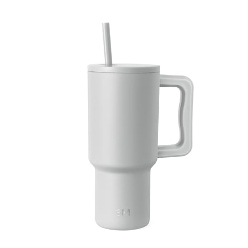 Image of Simple Modern 30 oz Trek Tumbler with Handle and Straw Lid | Cup Holder Friendly Insulated Stainless Steel Travel Mug | Ice Gray (Pack of 12)