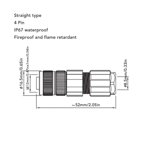 Conector M12G A1 S4 de 4 pines resistente al agua miniatura 2