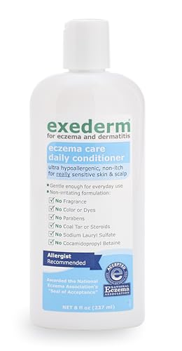 Exederm Conditioner for Eczema & Seborrheic Dermatitis, 8 Fl Oz, Ultra Sensitive Non-Irritating Formula, Moisturizing Daily Hair Care for Soft, Manageable Hair, Hypoallergenic, Paraben & Sulfate Free