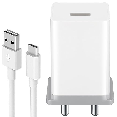 Image of 5W to 18W Charger for Vivo Y21T / Y 21 T Charger Original Adapter Like Wall Charger | Mobile Charger | Fast Charger | Android USB Charger With 1 Meter USB Type C Charging Data Cable (3 Amp, TOC10, White)