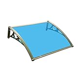 屋根庇 正面玄関 ひさし 庇 後付け 雨よけ 奥行60/80/100/120cm 玄関ひさし 窓オーニング テラス 屋根 雨雪保護 梅雨対策 PC耐久ボード アルミ合金ブラケット 頑丈で耐久性 組み立てが簡単 (Color : 青, Size : 100x120cm)