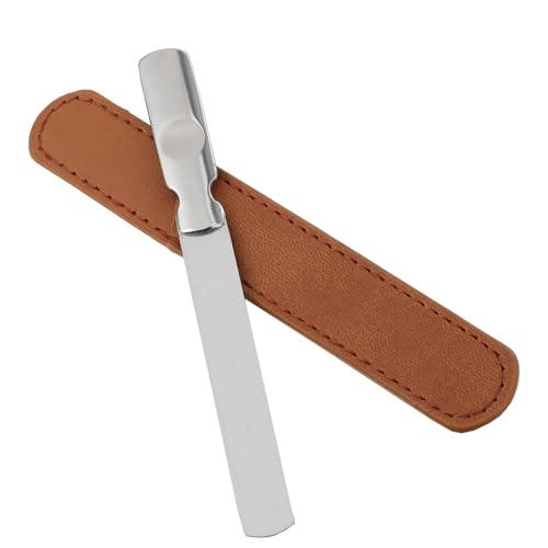 COLLBATH Juego de Limas para Uñas de Acero Inoxidable 2 Piezas con Estuche de Cuero Limas para Manicura y Pedicura Profesionales Herramientas para Cuidado de Uñas en Salón y Hogar