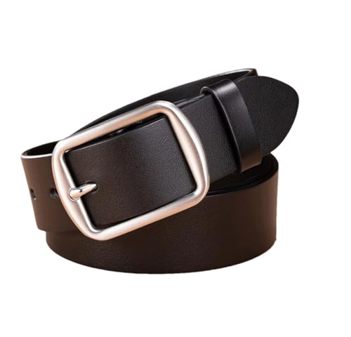 Men 3.8cm Width Leather Stainless Steel Pin Buckle Leather Belt Casual Pants Jeans Accessories