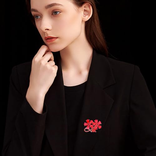 Image of Rhinestone Flower Brooch - Crystal Flower Pin for Women - Valentine's Day & Mother's Day Gift
