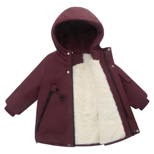 Boy Fleece Jacket with Hood Winter Puffer Coat Kids Soft Water Resistant Clothes