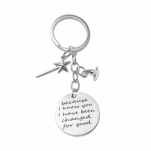 Dorla Cool Wicked Inspired BFF Keychain Elphaba Glinda Best Friend Key Chains Wicked Key Rings Christmas Long Distance Friendship Bestie Gift (silver)