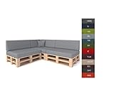 PILLOWS24 Palettenkissen 8-teiliges Set Palettenauflage Polster für Europaletten Hochwertige Palettenpolster Palettensofa Indoor & Outdoor Erhältlich Made in EU Grau