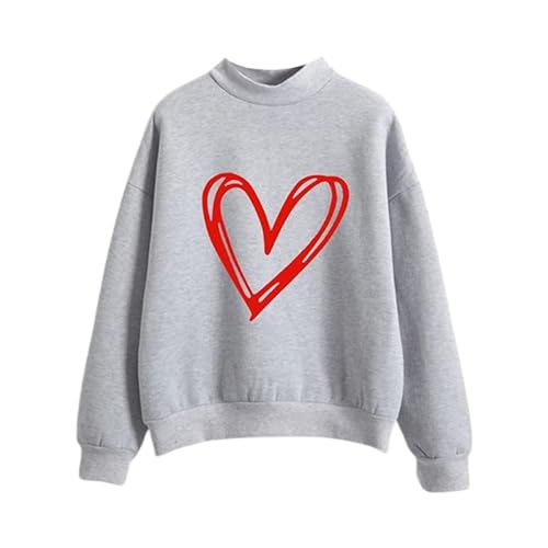Sweat-shirt imprimé cœur pour femmes parfait pour un look chill et cocooning
