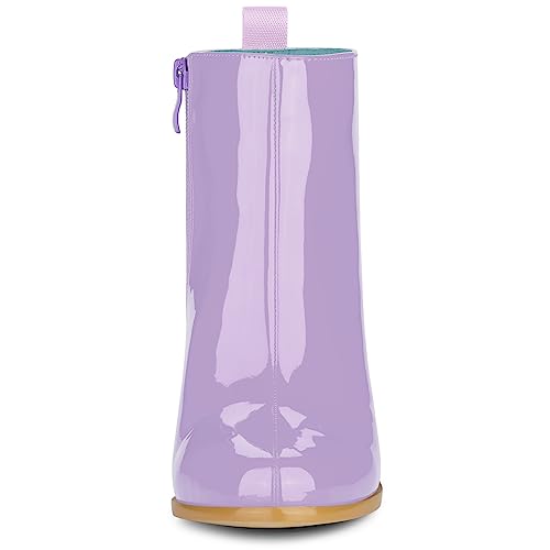 Allegra K Women's Round Toe Zipper Chunky Heels Ankle Boots3