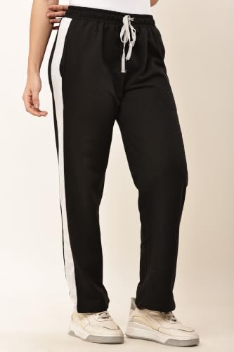 Image of Women's Loose Fit Track Pants - Polycotton Joggers with Elastic Waistband & Side Pockets | Lower Comfortable for Gym, Running & Casual Wear