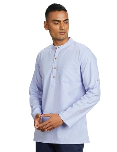 Image of Amazon Brand - Symbol Men's 100% Cotton Solid Short Length Casual Kurta - Regular Fit (Available in Plus Sizes)