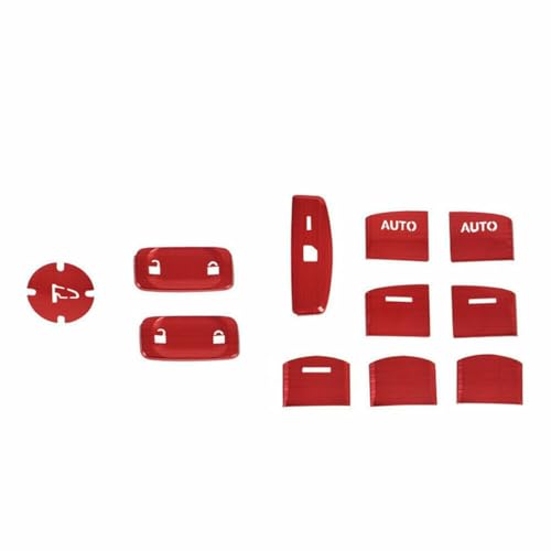 Juego de 11 piezas de aleación de aluminio rojo para interruptor de elevación de ventana de puerta de automóvil, tapa de botón para reposabrazos de puerta de coche, para Honda Civic 10th 2016 2017