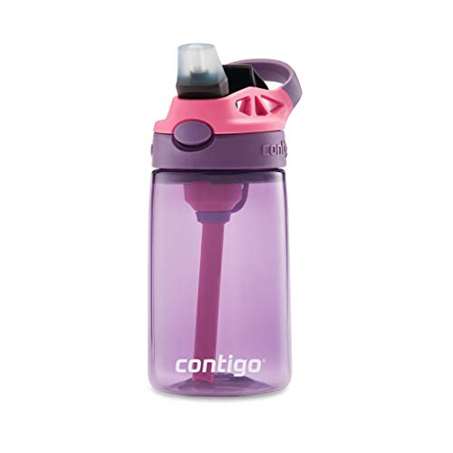 Image of Contigo Kids Straw Water Bottle with AUTOSPOUT Lid, 14oz, Eggplant