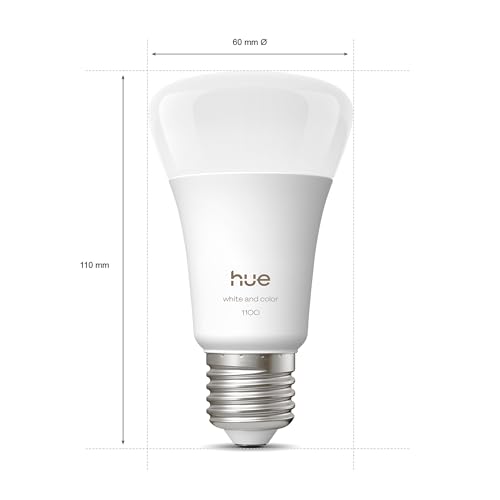 Philips Hue Ampoule LED connectée A60, White and color, Culot E27, 8,1 W, Spectre complet 1000-2000 K, 1100 lumens, Intensité variable, Compatible avec Alexa, Google Assistant et Apple Home, pack de 1