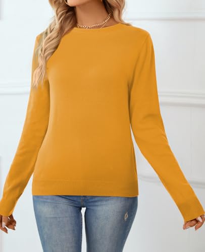 Image of QUALFORT Women's 100% Cotton Sweater, Basic Lightweight Long Sleeve Pullover