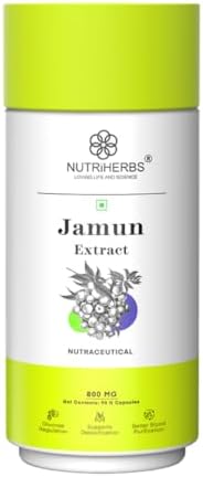 NUTRI HERBS Jamun Seed Extract Capsules 800mg | Herbal Supplement for Diabetes Management | Ayurvedic Sugar Control & Digestive Health Support | Natural Blood Sugar Balancing & Metabolic Wellness
