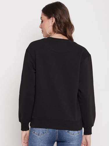 Image of Madame Women Solid Black Sweatshirt