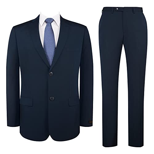P&L Men's 2 Piece Slim Fit Suit Set - Stretch Waistband Pants & Two Button Blazer Jacket