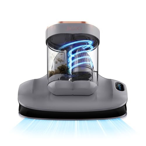 JIGOO S100 Battimaterasso Senza Fili: Pulizia Profonda Anti-Allergeni Aspirapolvere Antiacaro Con Luce UV, Aspirapolvere Potente 80000 RPM/Minuto per Materassi/Culle/Divani/Peli di Animali Domestici