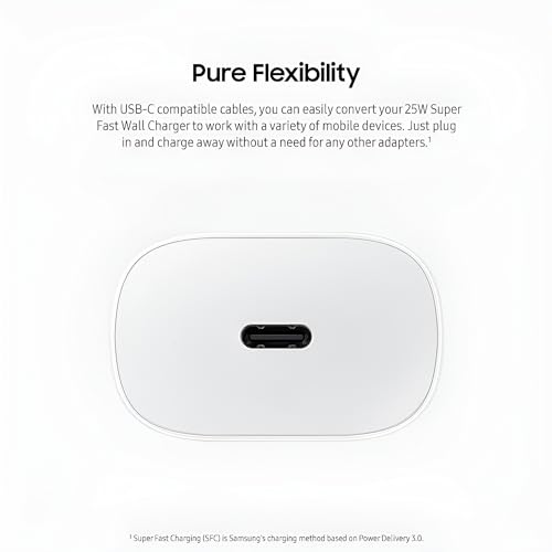 Image of 25W Type C Super Fast Samsung Charger Adapter for Galaxy A16|F16|M16|A06, F06|M06|A15|F15|M15|A05s|F05|M05, M35|F35|A35|A14|F14|M14|S24|5G Mobile Support 25 watt USB c Quick Charging Adaptor, White