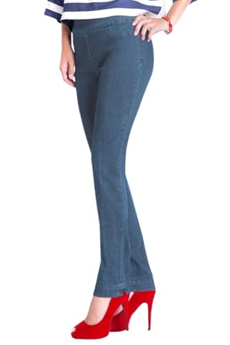 SLIM-SATION Women's Wide Band Regular Length Pull-on Straight Leg Pant with Tummy Control2