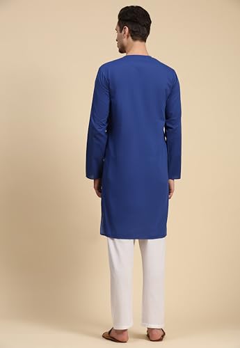 Image of SKAVIJ Men's Pure Cotton Solid Kurta Pajama Set Round Neck Casual Yoga Dress