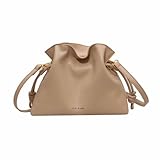 UICIOP Ladies' Fashionable Minimalist Drawstring Bucket Bag - Single Shoulder Crossbody Pleated Bag (Off White)