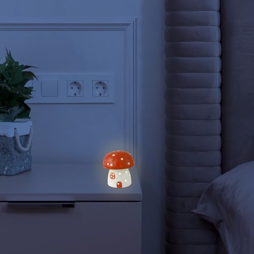 Lámpara de Mesa de Noche Hongo Cerámica Roja miniatura 7