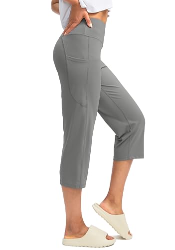 Image of G Gradual Capri Pants for Women High Waist Workout Yoga Pants with Pockets Tummy Control Leggings Crop Straight