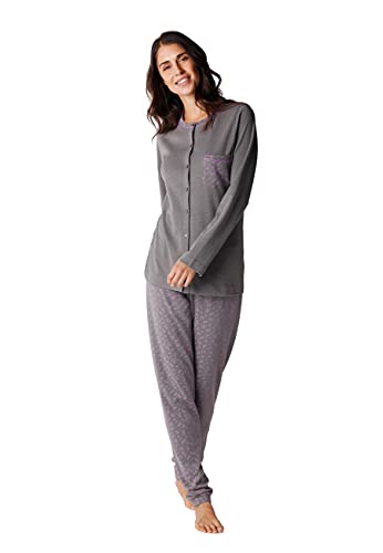 Pigiama donna aperto Lovable Interlock Donna Set di pigiama, Grigio (Melange Scuro), M