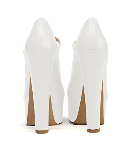 YODEKS Women's Closed Toe Platform Pumps Mary Jane Block Chunky High Heel Wedding Party Dress Shoes3
