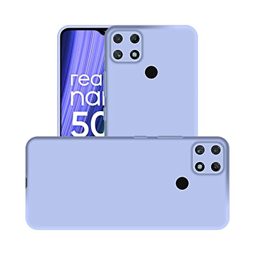 Image of Case Creation Liquid TPU Silicone Cover for Realme Narzo 50a Soft Case,Anti-Dirty Slim Case Frosted Matte Candy TPU Raised Bezel (Splash of Color) Back Case Cover for Realme Narzo 50a -Light Purple