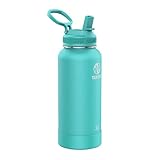 Takeya Pickleball Insulated Water Bottle with Straw Lid, 32oz Dropshot Teal