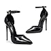 Elisabet Tang High Heels, Women Pumps D'Orsay Ankle Strap Pointed Toe Stiletto Heels Party Wedding Shoes Black 8