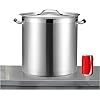CURTA 20 Quart Large Stock Pot with Lid, NSF Listed, 3-Ply 18/8 Stainless Steel Cooking Pot, Commercial Cookware for Soup, Stew & Sauce, Riveted Silicone Handle