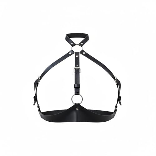 XFSRG Punk Harnais Femme en Cuir Sexy Goth Chaîne de Corps Ceinture Réglable pour Cosplay Party Rave(Noir#1)