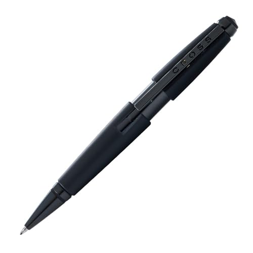 Cross Edge Stylo roller (épaisseur de trait M, couleur de l'encre : noir, rechargeable, avec coffret cadeau haut de gamme) Noir mat