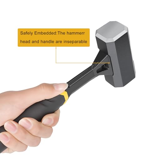 Image of 2lb Sledge Hammer - Heavy Duty Forged Forged One Piece Steel Construction with Fiberglass Handle, Perfect for Demolition, Construction, and Driving Stakes