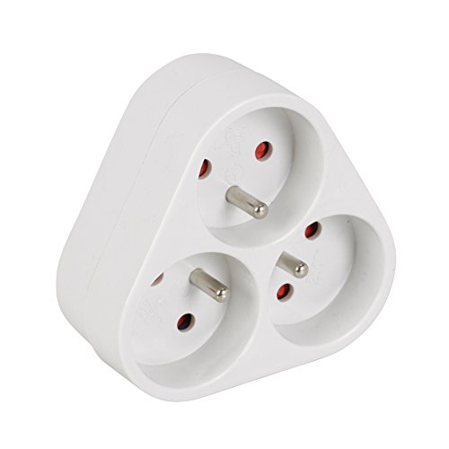 Expert Line - Multiprise électrique murale, prise multiple - Triplite triangulaire 3 prises, sans fil - 3P/16A - Blanc - Protection enfant 485240