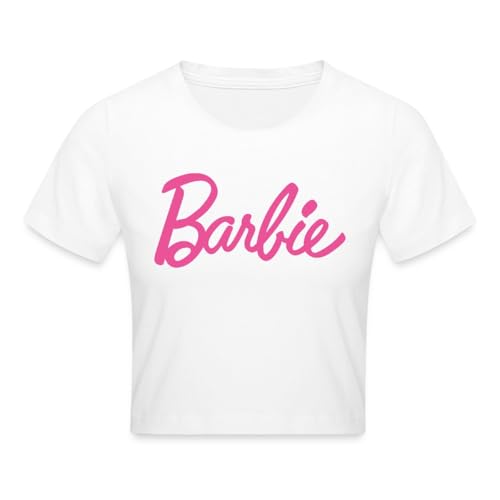 Spreadshirt Barbie Klassisches Logo Crop Top M Weiß