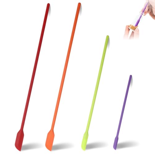 Spatule en silicone 4 pièces, réutilisable, avec bord arrondi pour mélanger, racler et étaler pâte, crème ou confiture, adaptée aux pots étroits et aux...