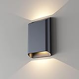 ilucezzo Wall Lights for Bedroom Up and Down Indoor Wall Light, Outdoor Wall Sconces LED Dimmable, 7.8 Inch Modern Porch Light, IP65 Waterproof Wall Lamp for Yard,120-277V,15.5W 3000K CRI90+ (Black)